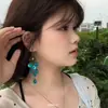Pendientes Étnicos Retro Estilo Chino, Pendientes Largos Elegantes Azul Pavo Real, Pendientes de Borla de Alta Gama para Vacaciones