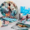 Decoración de pastel Nezha caricatura niño mágico tercer príncipe hot wheels cinta roja traje de vajilla para cumpleaños infantil