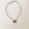 Collar de mariposa de aleación con temperamento de súper hada, joyería transfronteriza europea y americana, cadena de clavícula de dos piezas con cuentas multicapa simple para mujer