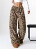 Pantalones Casuales Nuevos Europeos y Americanos de AliExpress Transfronterizos Estampado de Leopardo Pantalones Largos de Pierna Ancha