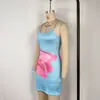 Ropa Europea y Americana Transfronteriza, Nueva Falda con Estampado para Cubrir la Cintura y las Caderas de Moda de Verano, Vestido Sexy de Tirantes para Vacaciones