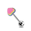 Clavo para Lengua de Acero Inoxidable Color Caramelo Dopamina Corazón Estrella Anillo para Lengua Lindo Corazón de Resina Estrella de Cinco Puntas Anillo para Lengua Clavo para Lengua