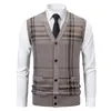 Nuevo Suéter para Hombre de Comercio Exterior 2026 para Otoño e Invierno, Chaleco Forrado de Polar, Cárdigan Tejido, Chaleco Versátil, Suéter de Lana