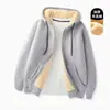 Sudadera con cremallera para hombre 2023 Otoño/Invierno Nueva Engrosada con forro polar Holgada Coreana Color Sólido Chaqueta con capucha de lana de cordero