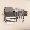 Prateleira de armazenamento de cabeceira para dormitório, cesta suspensa para prateleira de parede sem furos, caixa de armazenamento para cama de dormitório