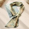Novo Lenço de Seda para Orelha Lenço Versátil Dupla Face Feminino Estilo Coreano Fita Intercalada Decorativa Lenço Pequeno de Seda para Orelha Lenço Estampado