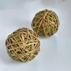 Pelota de Mimbre Pelado Personalizada, Pelota de Ratán Natural Tejida a Mano, Pelota de Hierba, Juguete Pelota para Masticar y Dentición de Mascotas para Aliviar el Aburrimiento