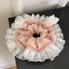 Goma para el pelo de encaje de una sola capa con rayas rosas estilo coreano para mujer, Sujetador de moño de alta gama, Accesorio para el pelo de encaje fresco