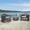 Silla de ratán sofá de ratán de tres piezas combinación mesa y silla pequeña de balcón muebles de exterior para exteriores de ocio impermeables creativos