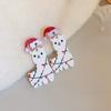 Pendientes de Copo de Nieve Navideño, Muñeco de Nieve y Alpaca con Aguja de Plata, Pendientes de Lujo Ligero de Gama Alta, Dulces y Elegantes Accesorios para las Orejas Navideños