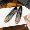 L25-1 Zapatos Rojos de Novia rv Hebilla Cuadrada Tacón Grueso Zapatos de Salón Primavera Punta Cuadrada Poco Profundos Bidireccionales Zapatos de Mujer Tacón Bajo Tacones Altos