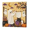 Set de Arte de Pintura de Diamantes DIY de Halloween Transfronterizo con Pegatinas de Perlas, Pintura Decorativa para Colgar en la Pared con Atmósfera Festiva