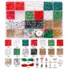 Caja de Set de 24 Piezas de Cuentas de Semilla Navideñas Serie de Cuentas con Letras Kit para Pulsera Collar Cadena de Teléfono Hecho a Mano DIY