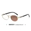 Gafas de Sol Redondas de Marco Pequeño que Cambian de Color de Nuevo Estilo, Gafas de Sol de Alta Gama para Mujeres Europeas y Americanas, Gafas de Sol Metálicas Retro para Rostro Pequeño