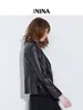 Elegante blazer de cuero para mujer con cuello de solapa, diseño de dos botones, corte ajustado, chaqueta de cuero negra, versátil para ir al trabajo