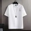 Camiseta Masculina de Verão Nova, Fina, Manga Curta, Toque de Seda Gelada, Marca Tendência Ins, Solta, Meia-Manga, Roupa Top Masculina