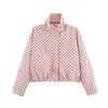 De AliExpress Bestseller Venta al por mayor Comercio exterior Transfronterizo Moda casual para mujer europea y americana Dobladillo con cordón Lunares Cuello alto Chaqueta
