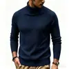 Otoño Invierno Nuevo Suéter de Cuello Alto para Hombre Ropa Interior de Punto Juvenil Rayado Ajustado Casual de Punto para Hombre