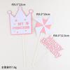 Decoración de pastel de molino de viento de corona enchufable Feliz cumpleaños princesa rosa azul Príncipe cumpleaños mesa de postre tarjeta