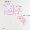 Celebridad en línea Molino de viento Corona de Princesa traje de inserción para tarjeta de feliz cumpleaños accesorios de decoración de pastel para hornear fiesta de cumpleaños de bebé