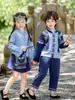 Roupas de Performance Novas Primavera e Outono 2025 para Meninas Dinastia Han Estilo Chinês Manga Longa 3 de Março Roupas de Performance para Crianças Terno para Menino