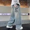 Calça Jeans Masculina Primavera e Outono 2025 Novo Estilo para Crianças Maiores, Calça Estilosa de Rua, Moda Primavera Masculina Calça Reta
