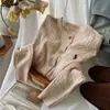 Cárdigan de Punto Trenzado Bordado Little Pony Otoño Invierno Principios de Primavera Retro Cuello Redondo Rojo Blanco Manga Larga Suéter Chaqueta para Mujer