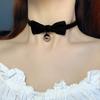 Collar de Navidad Año Nuevo para Mujer Colgante de Campana Cadena Corta para Clavícula Gargantilla Lazo de Terciopelo Rojo Vino Vintage Collar
