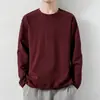 Camiseta de manga larga para hombre, nuevo modelo primavera y otoño 2026, top casual de color liso, cuello redondo, transpirable, cálida camiseta interior