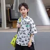 Verano 2025 Nueva Camisa de Dibujos Animados de Panda para Niños Camisas de Manga Corta de Algodón Puro Tops de Verano Fabricante Venta al por Mayor