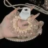 Nuevo Lazo para el Cabello Coreano Dongdaemun Dulce y Elegante de Alta Elasticidad con Perlas, Accesorio de Moda para el Cabello, Cuerda para el Cabello Estilo Francés