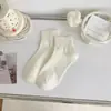 Calcetines de Lunares Blancos para Mujer, Calcetines de Media Pantorrilla, Estilo Delgado de Verano, Color Sólido, Estilo Japonés, Calcetines Cortos de Algodón Transpirables, Rayas Verticales Simples, Versátil