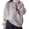 Suéter de Punto Grueso Estilo Coreano con Oso Bordado, Suave y Ceroso, Interior Suelto de Manga Larga, Ropa Interior Cálida, Top Grueso para Otoño e Invierno para Mujer