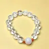 Pulsera de Cuentas de Cristal Blanco con Lepidolita Simple Versátil Moderna Exquisita Pulsera para Mujer Fuente para Transmisión en Vivo