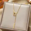 Moda Leve Luxo Titânio Colar de Aço Feminino Simples All-match Requintado Pingente de Zircão Internet Celebridade Clavícula Cadeia Nicho Jóias de Alta Qualidade