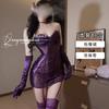 Romántica Flor de Melocotón Sexy Encaje Satén Falda de Cadera para Mujer Push-up Pecho Pequeño Ropa Interior Sexy Pijama que no se quita Uniforme 630