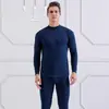 Traje de ropa interior para hombre de otoño e invierno, cuello redondo medio alto, para mediana edad y ancianos, delgado, cálido, ropa de otoño, pantalones largos, suéter