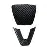 Adecuado para Tesla Model 3/Y Versión Actualizada Calcomanía Decorativa Protectora para Volante, Accesorios de Interior, Piezas de Modificación, Patrón de Fibra de Carbono