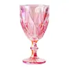 Taça de Vinho Europeia Estilo Retrô em Formato de Losango com Design em Relevo, Taça de Vidro Colorido Espessado para Uso Doméstico