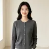 Suéter cardigã de tricô OEM para mulheres, gola redonda, manga longa, novo estilo outono e inverno, suéter de tricô trançado solto e que afina