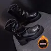 Botas Martin de Felpa para Mujer Estilo Británico 2026 Otoño/Invierno Nueva Llegada Más Vendidas Botas de Caña Media Fruncidas para Pantalón Suela Gruesa Algodón Adelgazantes