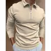 Camisa Polo de Manga Larga para Hombre a Rayas con Cuello de Solapa para Primavera y Otoño Textura de Gama Alta para Negocios