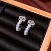 Pendientes de Zirconia de Aguja Plateada con Perlas de Doble Capa en Forma de C, Lujo Ligero, Sensación de Alta Gama, Pendientes Exquisitos, Pendientes Versátiles y Únicos de Estilo Minimalista