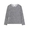 Camiseta de manga larga a rayas estilo japonés para hombre y mujer, nuevo diseño de verano, casual, versátil, única y elegante