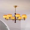 O lustre de sala de estar cáqui vintage antigo, quarto, escritório, sala de jantar, madeira maciça, creme, vento Zhongshan lamps