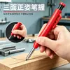 Set de marcadores automáticos para carpintería de agujeros profundos, incluyendo un marcador de carpintero con recambios de color rojo, amarillo, verde y gris