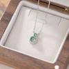 Collar Elegante de Plata Esterlina S925 de Un Ciervo, Esmeralda Azul Agua, Esmeralda Verde, Moda Simple Geométrica Cuadrado Redondo, Juego de Cadena