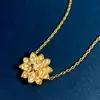 Collar Colgante Seiko de Gama Alta Transfronterizo Nuevo Retro Chino Flor de Loto Totalmente Diamantado Cadena de Clavícula Todo Fósforo Moda Chapado en Oro de 18 Quilates