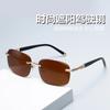 Nueva moda gafas de sol para hombre sin montura con borde, para exteriores, para montar, conducir, protección solar UV, venta al por mayor