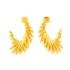 Brincos Irregulares Quadrados Exagerados com Asa em Aço Titânio Dourado de Novo Estilo Transfronteiriços para Homens e Mulheres, Acessórios de Temperamento, Modernos e Prontos para Usar